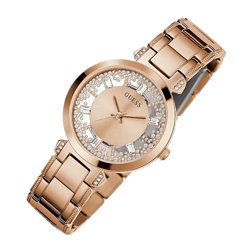 Guess Crystal Clear Len's Rose Dial Ladies Watch- GW0470L3